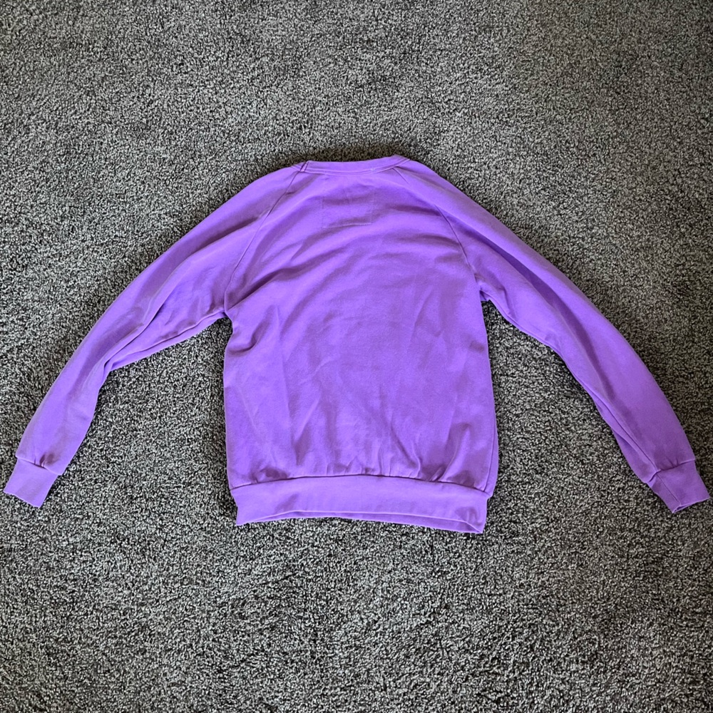 Aviator Nation Lavender Crewneck Sweatshirt with Hot Pink Lightening Bolt - Picture 2 of 3